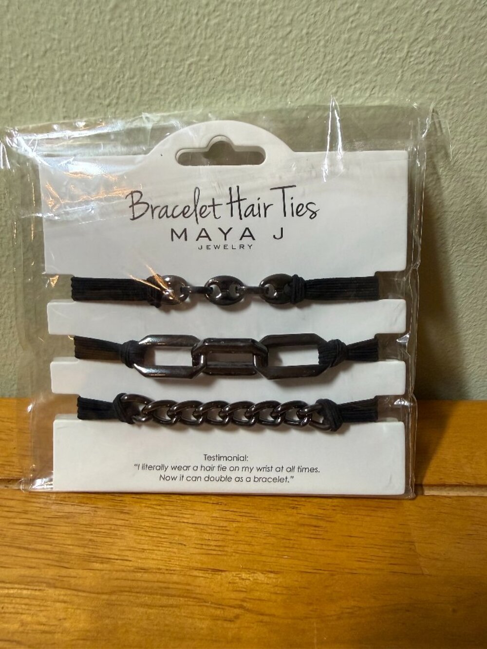Maya J Bracelet Hair Ties Chain Link Accents NWT - 2 packs = 6 ties